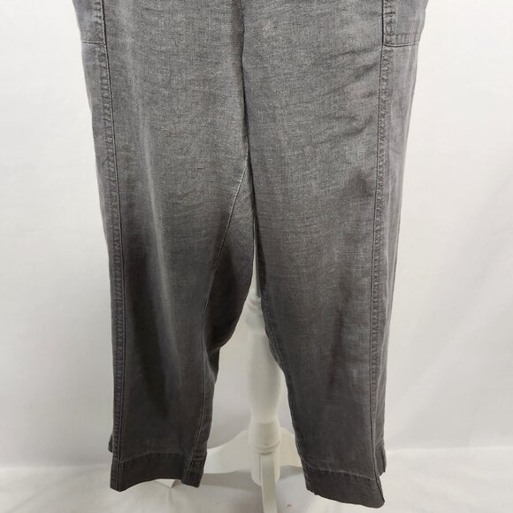 Ellen Tracy Women SZ L 100% Linen Elastic Waist Crop Pull On Cargo Pocket Pants - Picture 3 of 14